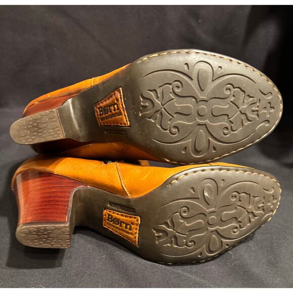 Women’s BORN Crown Pratt Cognac 2-Tone Leather Retro Mid-Calf Zip Boots, size 8 - Picture 10 of 10